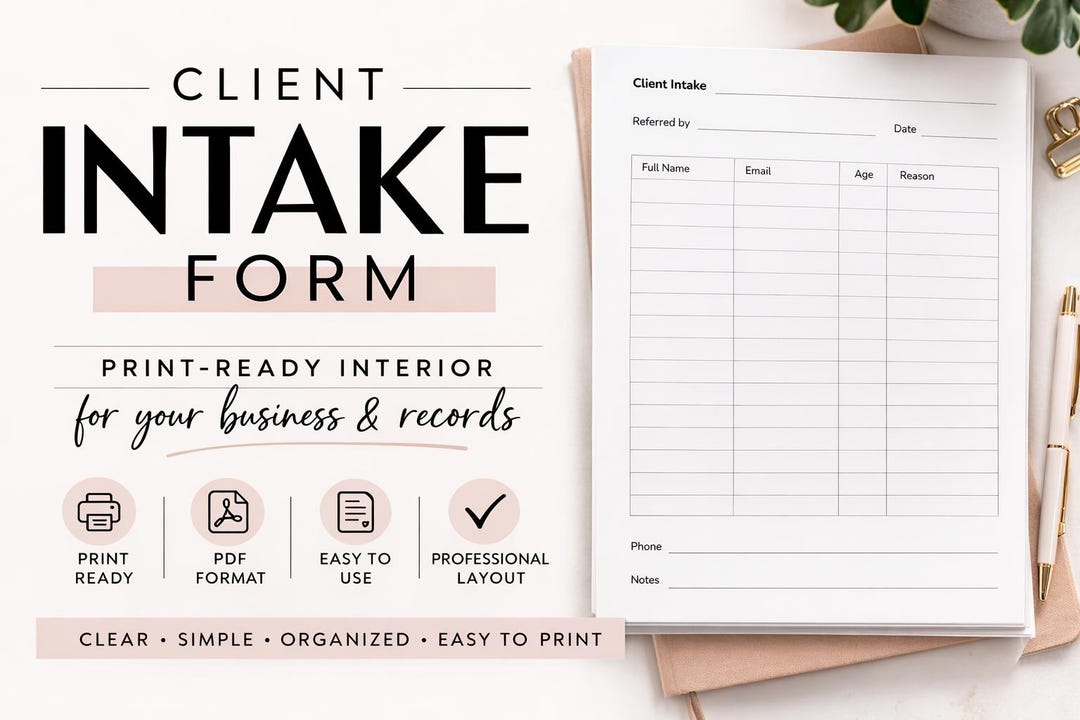 Client Intake Form, Business Information Sheet, Professional PDF ...