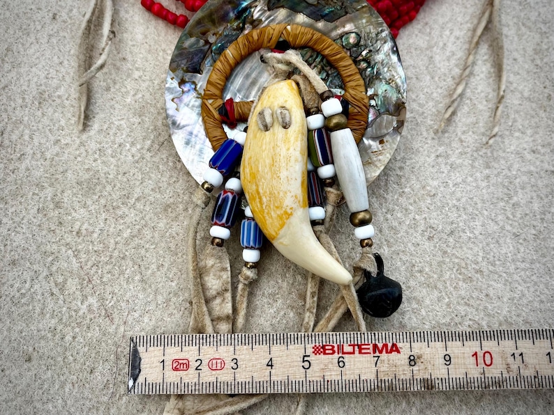 Plains Indian Necklace - Black Bear Tooth, Medicine Wheel, Native ...