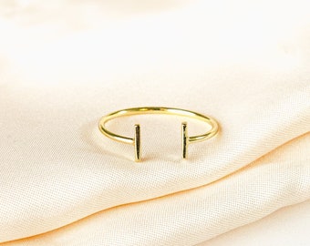 Minimalist Unisex Open Gold Ring, Adjustable Statement Jewelry, Dainty Stackable Geometric Ring