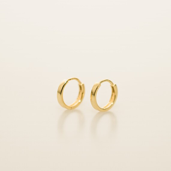 Minimalist Gold Huggie Earrings Thin Gold Hoops Daith | Etsy