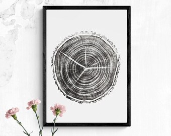 Printable Walnut tree ring print in three different sizes