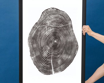 Ash Tree Ring Print, Woodcut Style Poster (Digital Download)