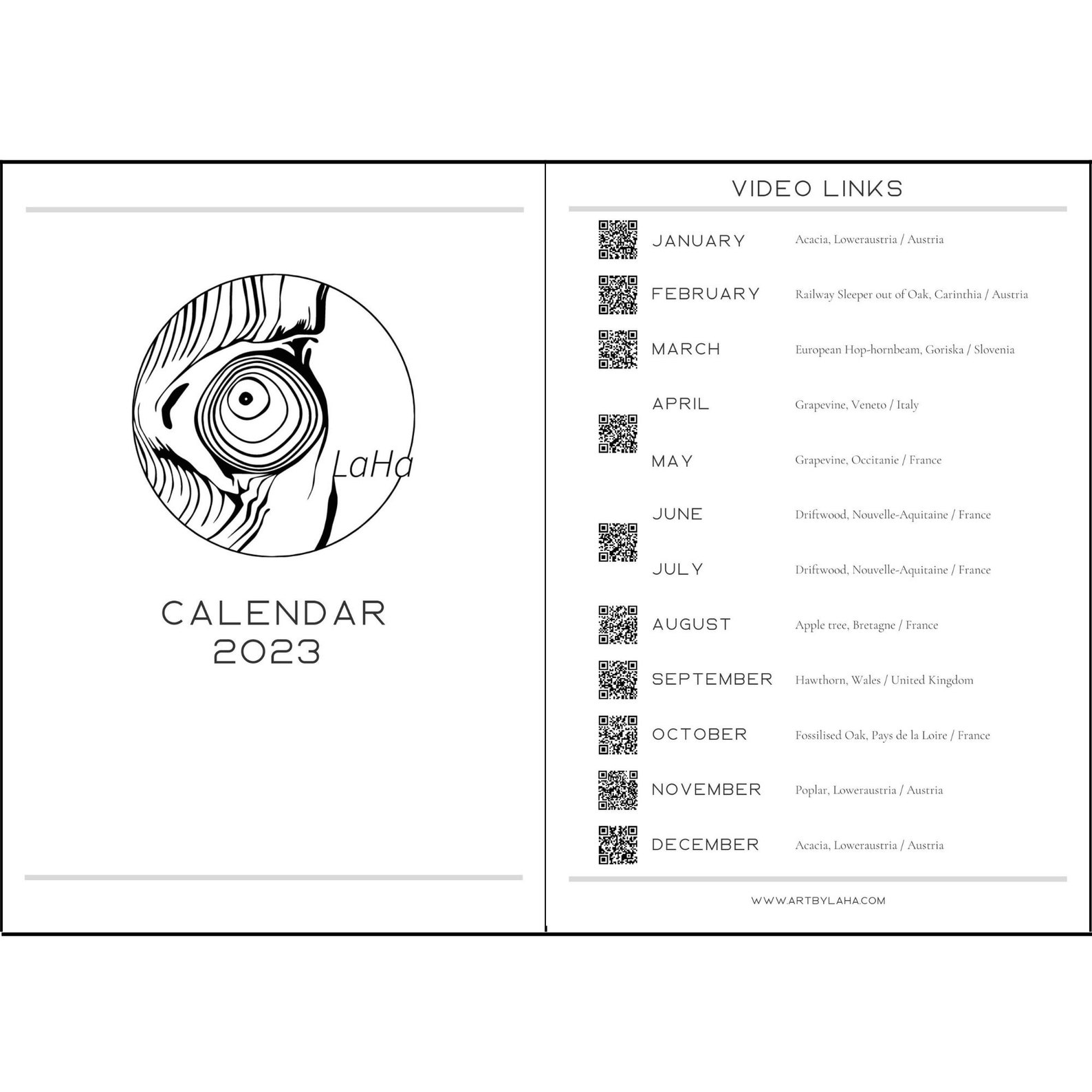 Tree Ring Art Calendar 2023 A3 Printable Download I Sunday Etsy