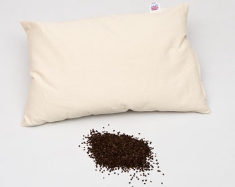 Organic Vegan Buckwheat Husk/Hulls Pillow, Size: 24" x 17"/ 61 x 43 cm,Bio-Degradable,Breathable,Ethical,Sustainable,Cooling,British Made