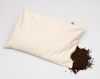 Organic Vegan Buckwheat Husk/Hulls Pillow, Size: 30" x 20"/ 76 x 51 cm,Bio-Degradable,Breathable,Ethical,Sustainable,Cooling,British Made