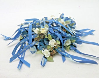 Nastri con fiori blu Heathcote e avorio