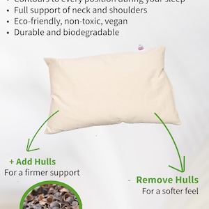 Organic Vegan Buckwheat Husk Pillow, Cot Size: 21" x 13"/ 54 x 30cm, Bio-Degradable, Breathable, Ethical, Sustainable, Cooling, British Made