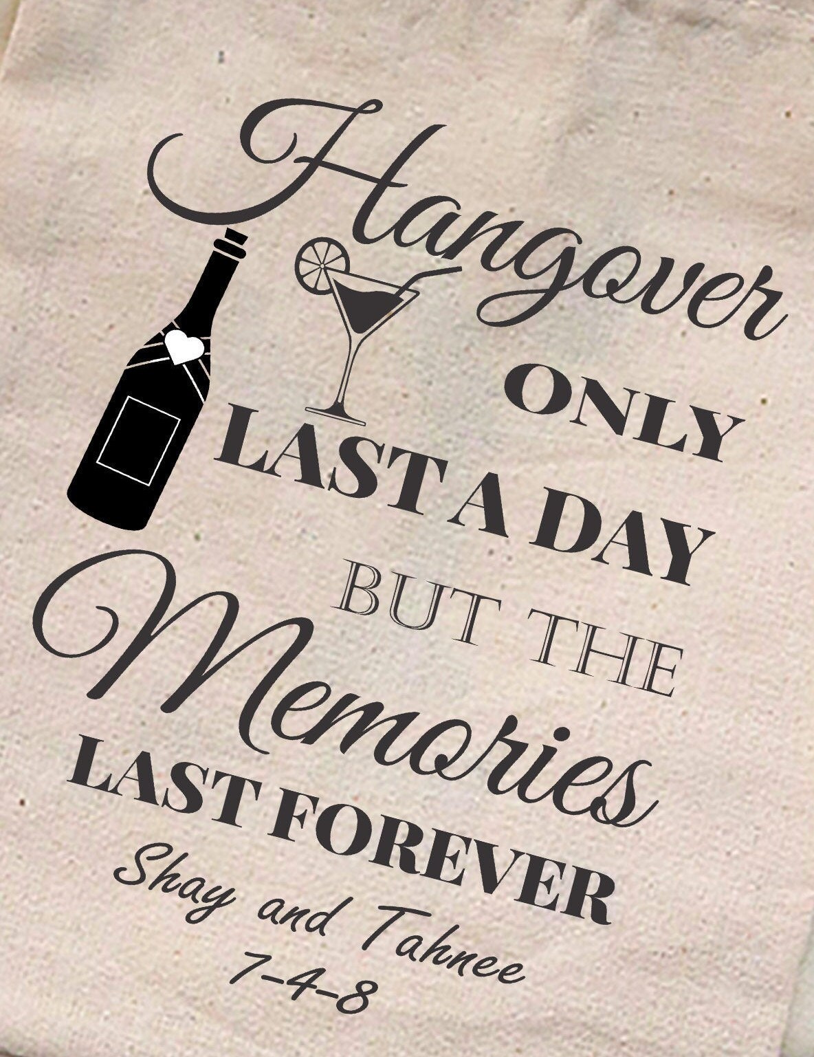 Hangover Kit Bag Hangovers Last a Day Memories Last Forever Etsy