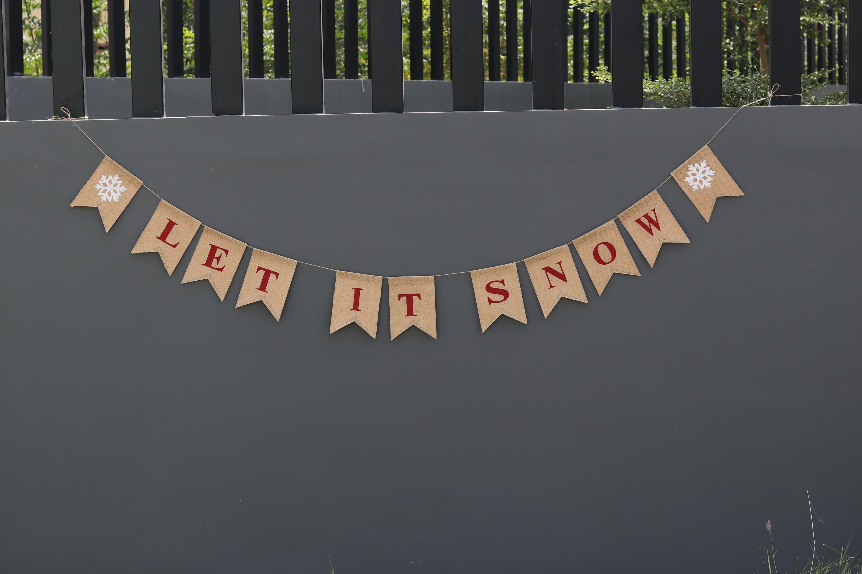Let it snow Banner Burlap Banner Snowflake Banner Let It Snow | Etsy