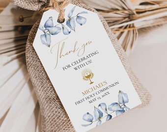 First Holy Communion Favor Tag Template, Printable Stickers (Digital Download) #C48