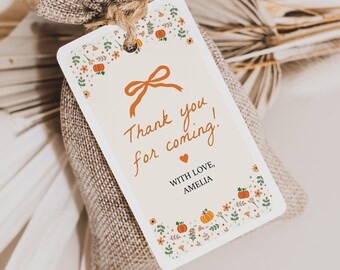 Fall Gift Favor Tag Template, Pumpkin Thank You Stickers/Labels Template • INSTANT DOWNLOAD • Editable, Printable Template, #BS03