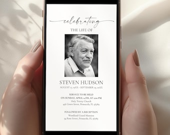 Electronic Funeral Announcement, Funeral Electronic Invitation for Smartphones, Electronic Celebration of Life Invitation, Editable Evite
