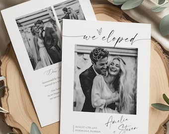 Druckbare Elopement Ankündigung Kartenvorlage • Sofortiger Download • Bearbeitbare Vorlage #154