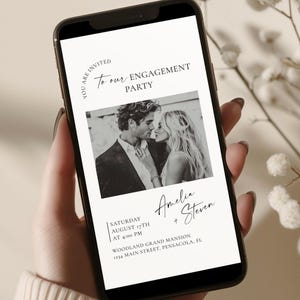Digital Engagement Party Invitation Template, Engagement Invite with Photo, Evite • INSTANT DOWNLOAD • Editable Template #154