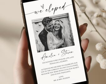 Modern Elopement Announcement Evite Template (Digital Download) #154