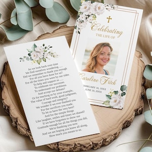 Editable Funeral Prayer Card Template, Printable Memorial Prayer Card Template, Funeral Prayer Card, Catholic Mass Card, Obituary Card
