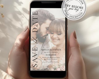 Photo Save the Date Evite Template • Editable Electronic Invitation • Digital Download #154