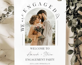 Editable Engagement Party Welcome Sign Template with Photo • Printable • INSTANT DOWNLOAD, #151