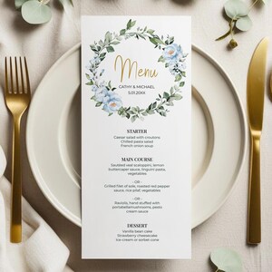 Greenery Wreath Menu Template • Wedding, Baptism, Shower, Brunch, Dinner • Editable Printable • Instant Download • A118 image 5