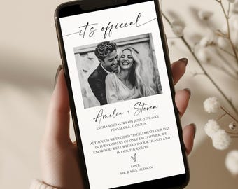 Plantilla digital para anuncio de matrimonio, anuncio de fuga con foto, nos casamos • DESCARGA INSTANTÁNEA • Plantilla editable n.° 154