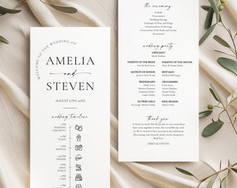 Modern Minimalist Wedding Program Template • Editable Printable (Instant Download) #154