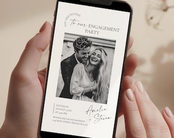 Engagement Party Invitation Template, Photo Evite (Digital Download) #154