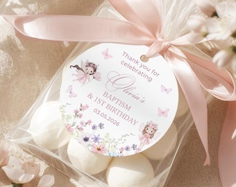 Wildflower Fairy Baptism First Birthday Favor Tag Template (Digital Download)  #159