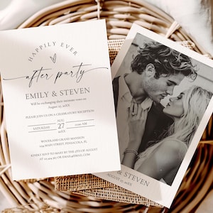 Minimalist Elopement Reception Invitation Template, Happily Ever After Party Invite • INSTANT DOWNLOAD • Printable, Editable Template #154