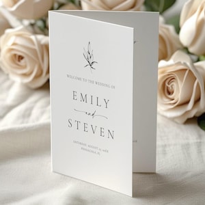 Minimalistische gefaltete Hochzeitsprogramm-Vorlage, moderne Hochzeitsordnung • SOFORTIGER DOWNLOAD • Bearbeitbare, druckbare Vorlage #154