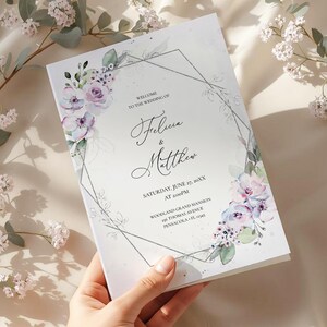 Lavender Bi-Fold Wedding Program Template • Wedding Order of Service • Editable Printable Digital Download