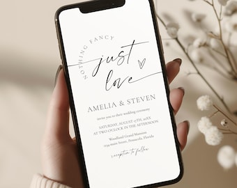 Nothing Fancy Just Love - Electronic Modern Wedding Invitation Template • INSTANT DOWNLOAD • Editable Template, #154