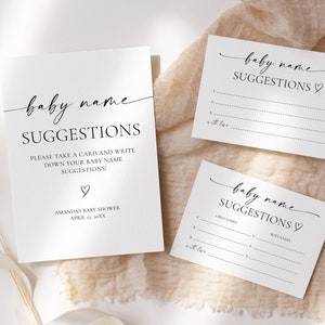 Suggesties babynaam en kaartsjabloon, babyshoweractiviteiten, babyshowerspelidee •INSTANT DOWNLOAD• Bewerkbare, afdrukbare sjabloon