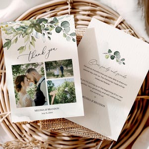 Modèle de carte de remerciement pour mariage avec photos, modèle de remerciement, cartes de voeux • TÉLÉCHARGEMENT IMMÉDIAT • Modèle modifiable, imprimable, A107