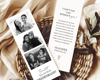 Bridesmaid Proposal Photo Strip Template • INSTANT DOWNLOAD • Editable, Printable Template #154