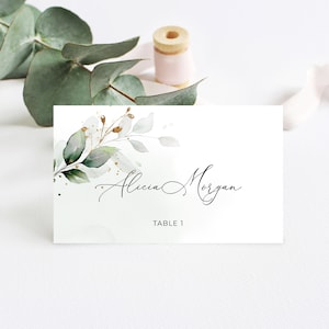 Tarjetas de lugar para bodas con vegetación imprimibles, planas y plegadas • DESCARGA INSTANTÁNEA • Plantilla editable, A112, A109