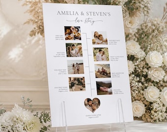Love Story Photo Timeline Wedding Sign Template, Printable Reception Entrance Poster, Love Journey Picture Display (Digital Download) #154