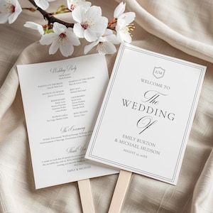 Modern Fan Wedding Program Template • INSTANT DOWNLOAD • Editable, Printable Template, #158