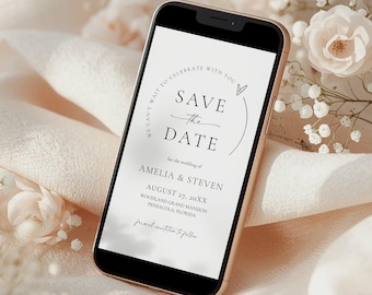Modern Editable Save The Date Template • INSTANT DOWNLOAD • Digital Template, #154