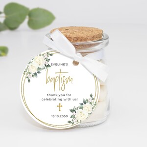 Druckbare Geschenkanhänger mit weißen Rosen, Danke-Aufklebern • SOFORTIGER DOWNLOAD • Bearbeitbare Geschenke in 3 Größen, A113