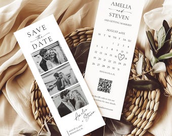 Photo Strip Save the Date Template, Photo Booth Save the Date Template • INSTANT DOWNLOAD • Editable, Printable Template #154