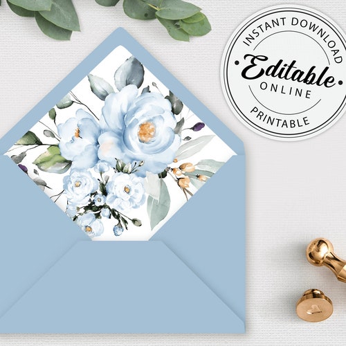 Printable A7 Wedding Envelope Liner Template Floral A7 Euro - Etsy