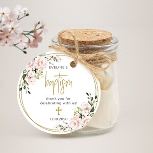 Printable Gift Favor Tags with Pink Roses, Thank You Stickers • INSTANT DOWNLOAD • Editable Favor Gifts in 3 sizes, A117