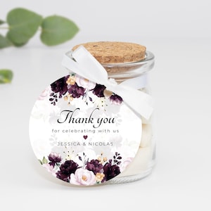 Printable Purple Gift Favor Tags, Dark Plum/Lavender Thank You Cards • INSTANT DOWNLOAD • Editable Favor Gifts in 3 sizes, A119