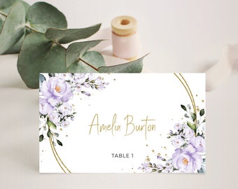 Black Watercolor Editable Name Cards Minimal BD119 Printable Modern Wedding Gold /& Black Wedding Place Cards Template Instant Download