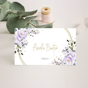 Modello per segnaposto lavanda, segnaposto stampabili piatti e piegati a tenda • DOWNLOAD IMMEDIATO • Modello modificabile, A102