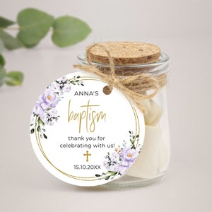 Printable Gift Favor Tags with Lavender Roses, Thank You Stickers • INSTANT DOWNLOAD • Editable Favor Gifts in 3 sizes, A102