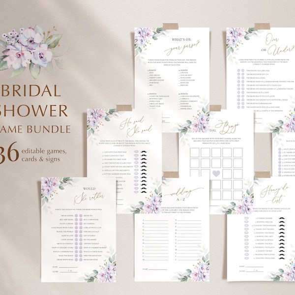 Bridal Shower Activity Bundle Etsy