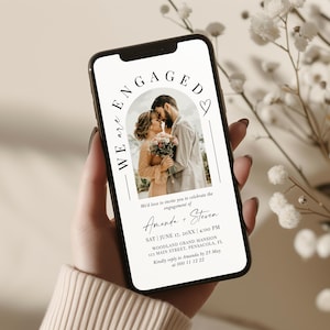 Sjabloon digitale verlovingsfeestje, verlovingsuitnodiging met foto, Evite • INSTANT DOWNLOAD • Bewerkbare sjabloon #151