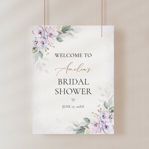 Lavender Bridal Shower Welcome Sign Template, Bridal Shower Poster Template • INSTANT DOWNLOAD • Editable, Printable Template, #101