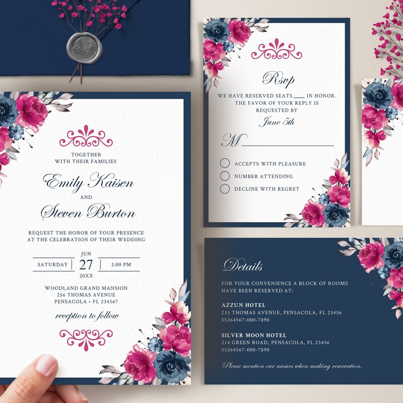 Pink and Navy - Etsy